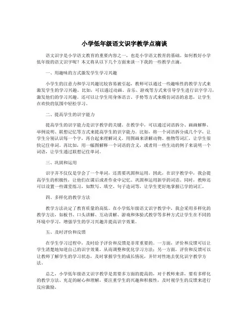 小学低年级语文识字教学点滴谈