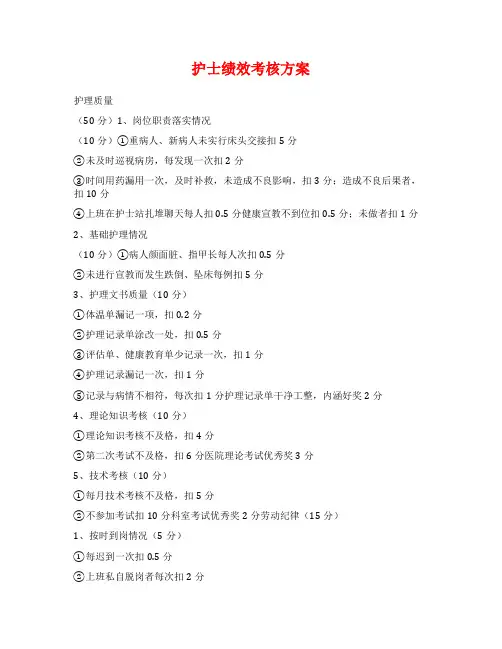 护士绩效考核方案