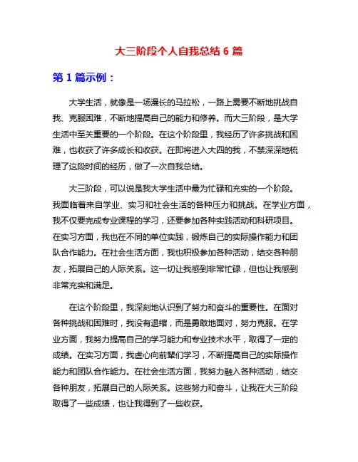 大三阶段个人自我总结6篇
