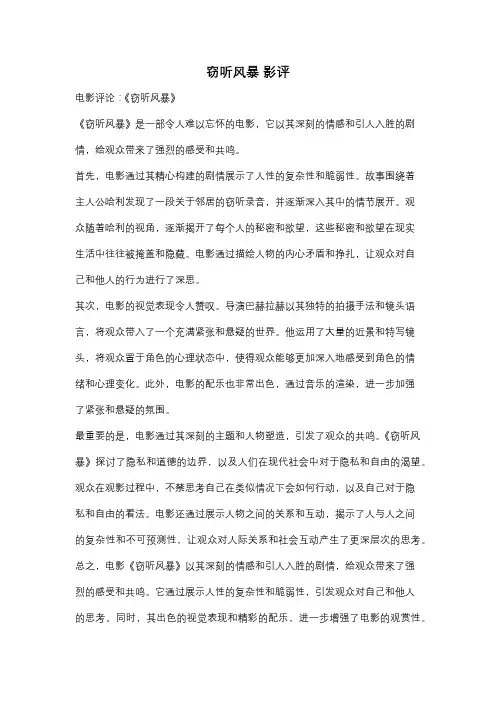窃听风暴 影评
