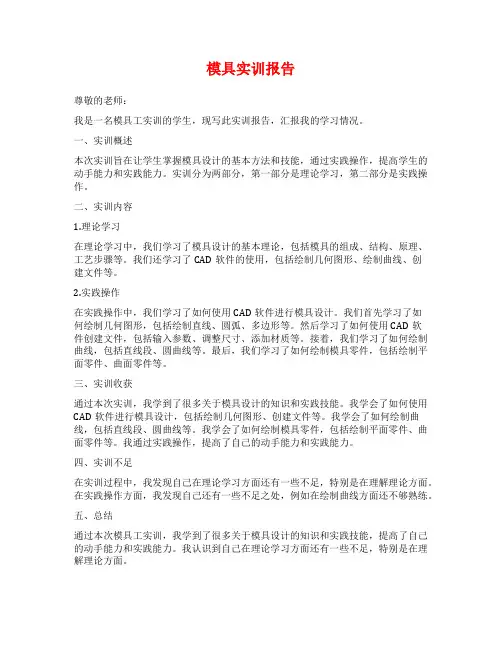 模具实训报告范文
