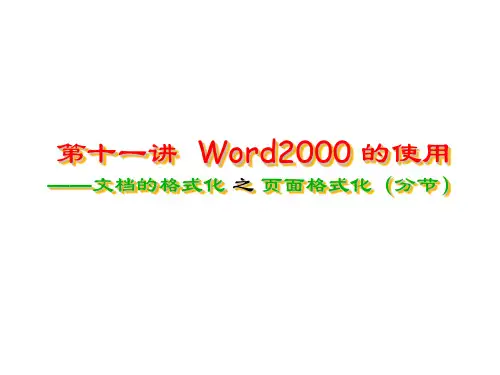 计算机应用基础实例教程  第11讲 word200(页面格式化-分节练习)