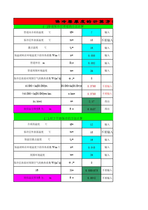 保冷层厚度的计算方法