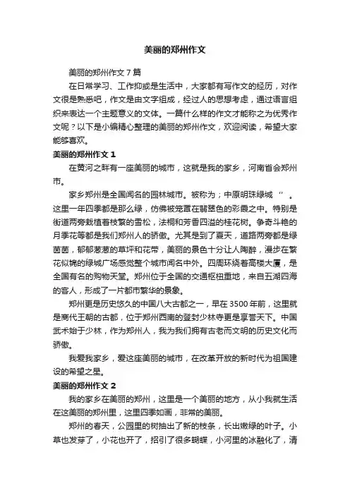 美丽的郑州作文7篇