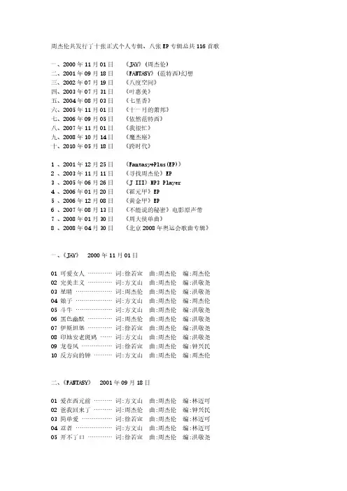 周杰伦所有歌名列表【VIP专享】