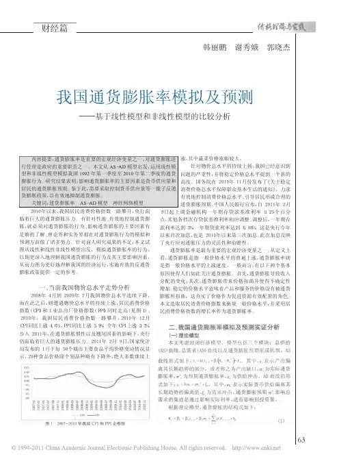 我国通货膨胀率模拟及预测_基于线性模型和非线性模型的比较分析