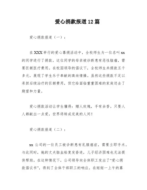 爱心捐款报道12篇