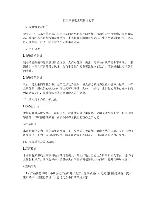 自制果酒创业项目计划书