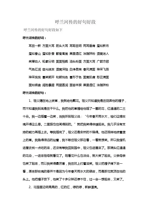 呼兰河传的好句好段