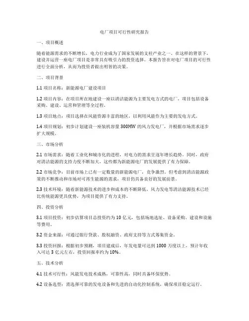 电厂项目可行性研究报告