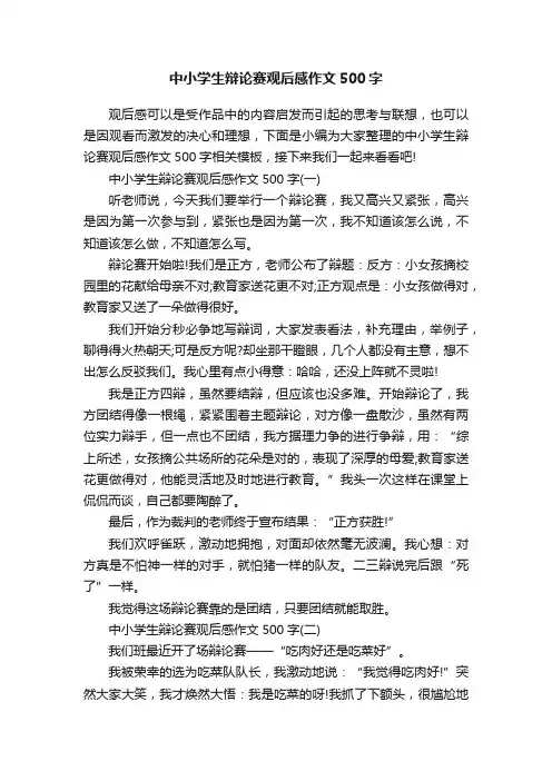 中小学生辩论赛观后感作文500字
