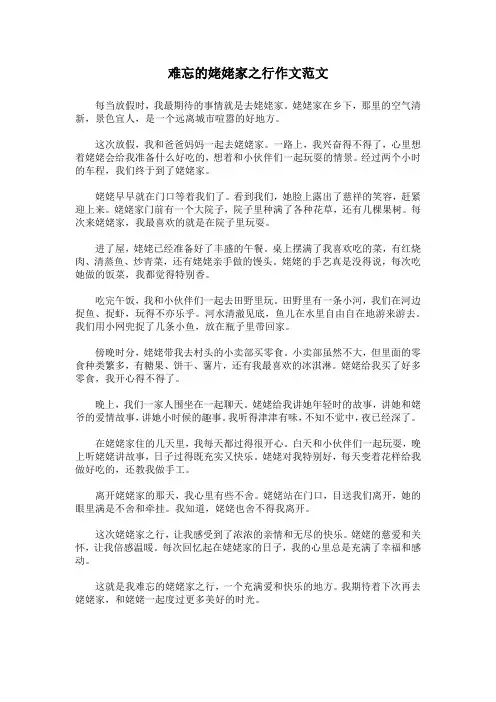 难忘的姥姥家之行作文范文