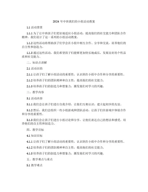 2024年中班我们的小组活动教案