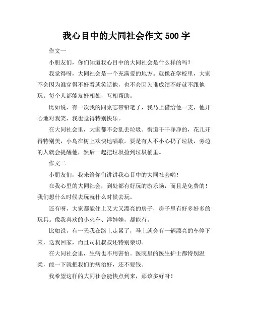 我心目中的大同社会作文500字