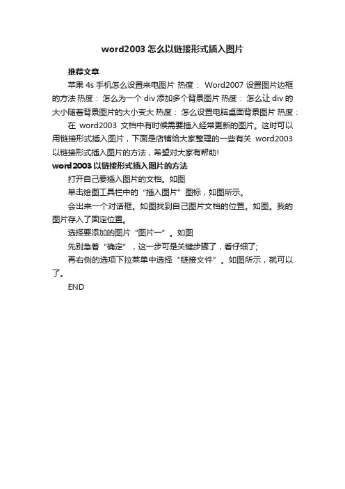 word2003怎么以链接形式插入图片