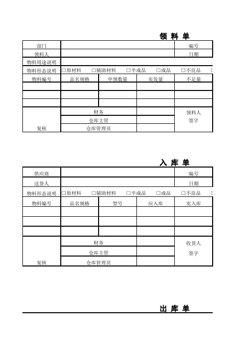 仓库管理表格汇编