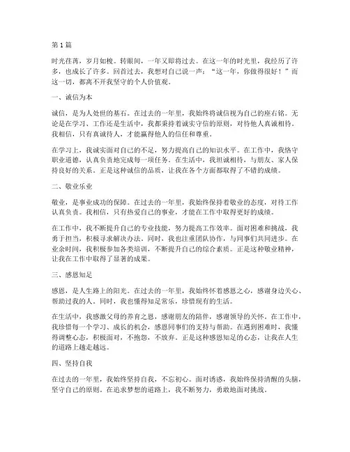 年度总结个人价值观(3篇)