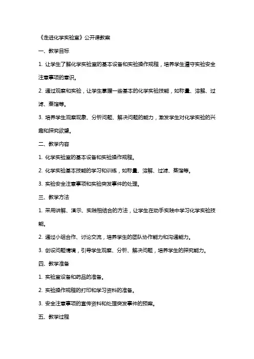 《走进化学实验室》公开课教案