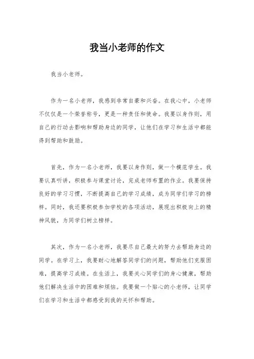我当小老师的作文