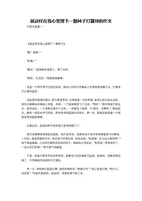 就这样在我心里埋下一颗种子打篮球的作文