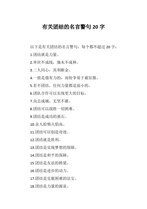 有关团结的名言警句20字