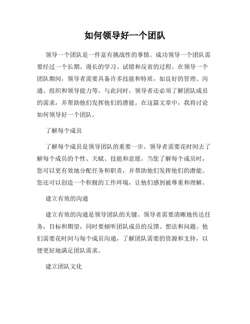 如何领导好一个团队