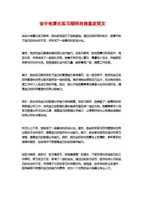 会计电算化实习期间自我鉴定范文 (2)