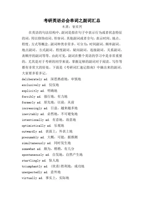 考研英语必会单词之副词汇总