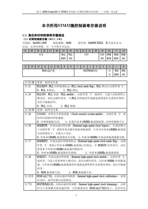 STM32微控制器寄存器说明