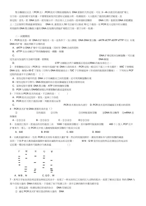 高三生物pcr技术复习试题