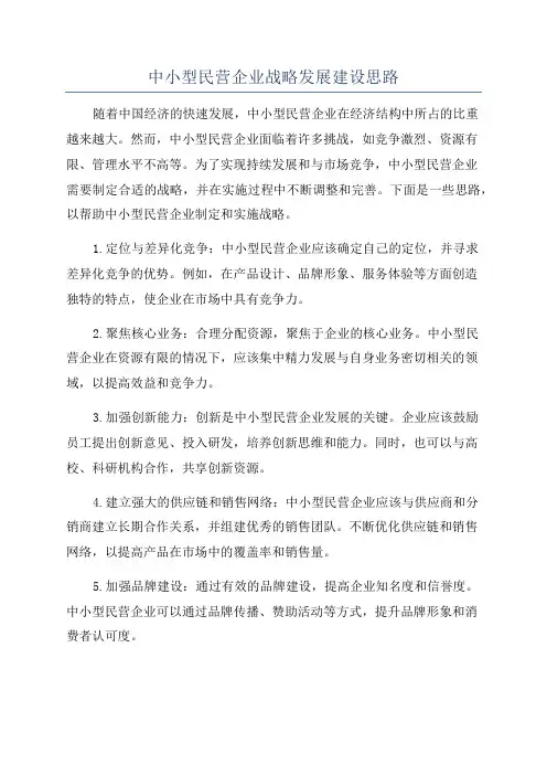 中小型民营企业战略发展建设思路