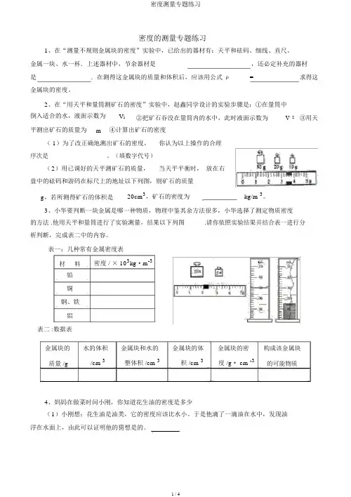 密度测量专题练习