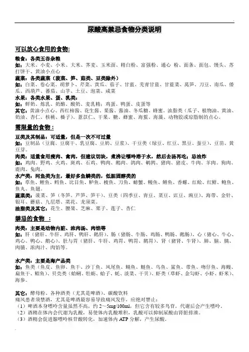 尿酸高禁忌类食物说明