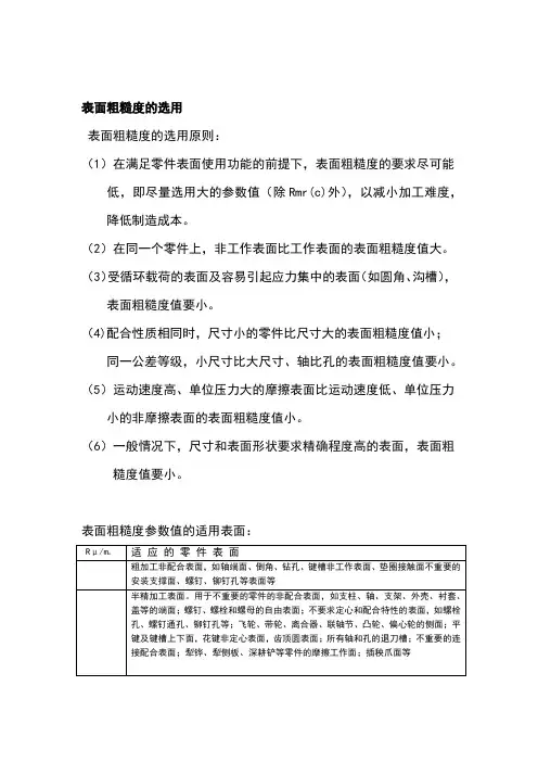 表面粗糙度的选用原则