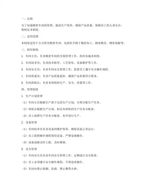 精密车间管理制度