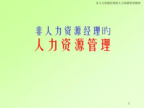 非人力资源经理的人力资源管理