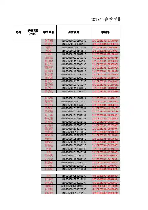 育英年级年春季学期学生学籍信息表(模板)(1) - 副本