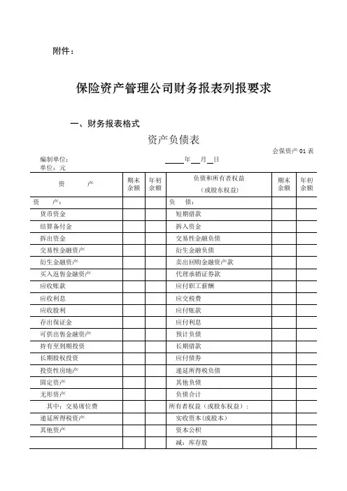 保险资产管理公司财务报表内容与格式初稿.doc