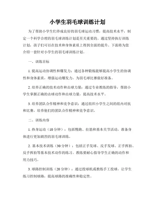 小学生羽毛球训练计划