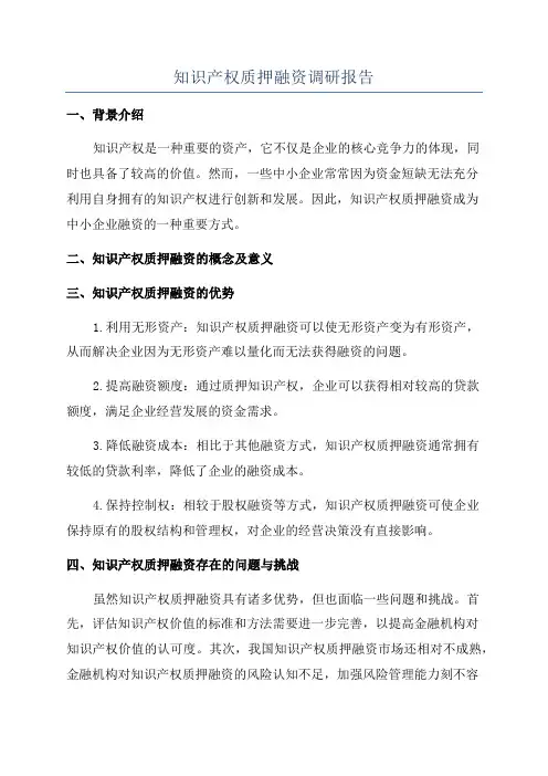 知识产权质押融资调研报告
