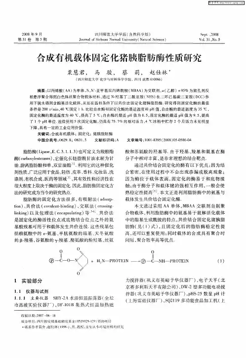 合成有机载体固定化猪胰脂肪酶性质研究