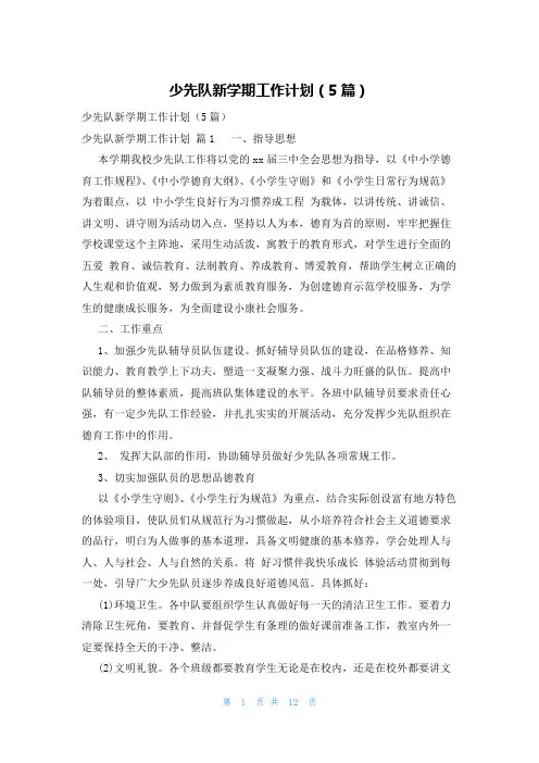 少先队新学期工作计划(5篇)