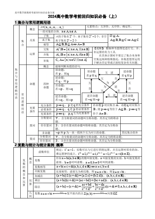 2024高中数学新教材考前回归知识必备