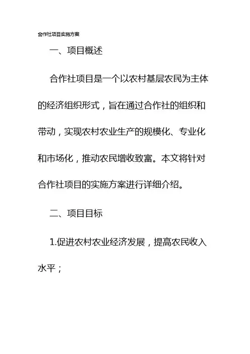 合作社项目实施方案