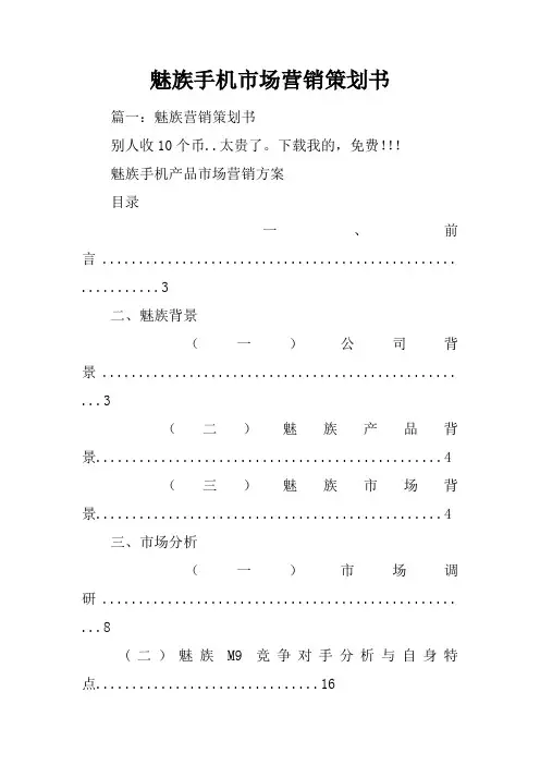 魅族手机市场营销策划书