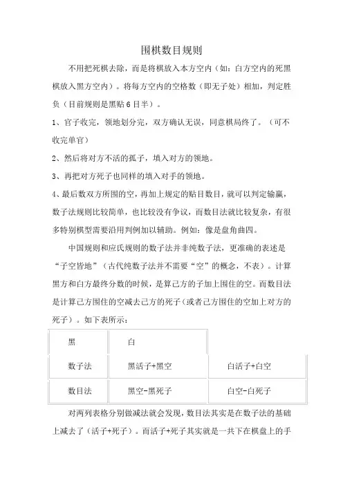 围棋数目规则