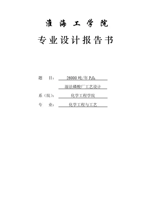 年产26000吨P2O5湿法磷酸工艺设计_毕业设计