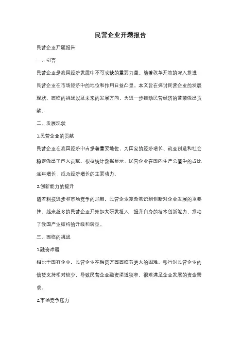 民营企业开题报告