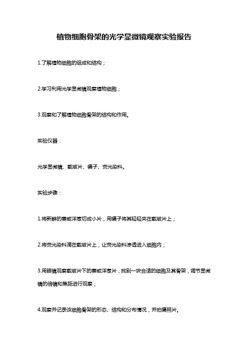 植物细胞骨架的光学显微镜观察实验报告