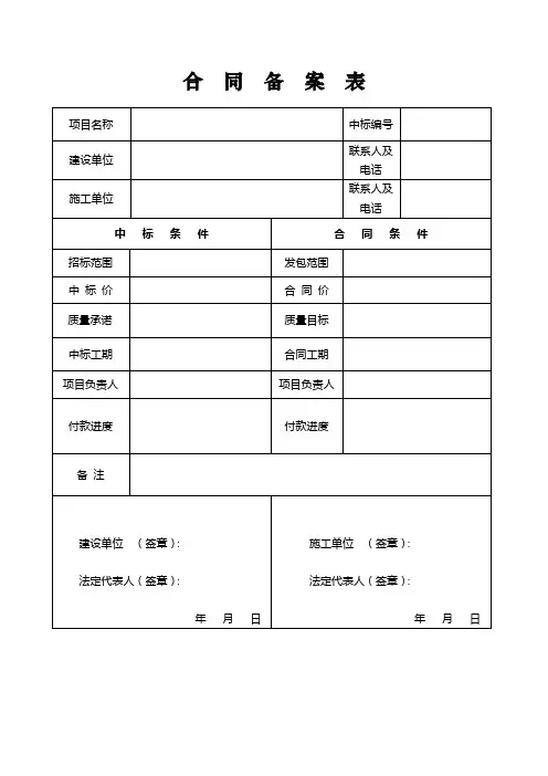 合同备案表